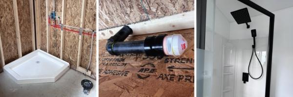 PLUMBER USES AIR ADMITTANCE VALVE FOR OUTDOOR WASHROOMS, ENSURING PROPER VENTING AND PROTECTION AGAINST MOISTURE
